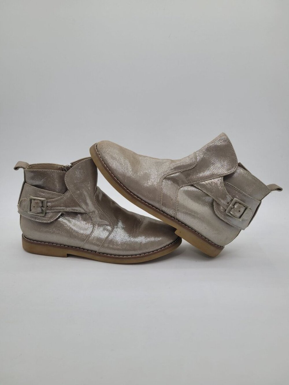 Elephantito Cellia Ankle Booties Bronze Gold Shimmer Metallic Size 4 - READ